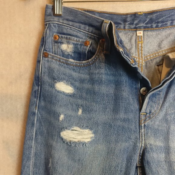 Levi's 501 Wedgie Straight Button Fly HighRise Blue Jean- PARTNER IN CRIME 28w - Picture 10 of 13